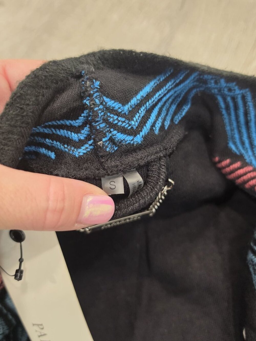 Paparazzi NWT Embroidered Open-Front Black Cardigan With Floral Accent Tribal SM - Picture 3 of 7